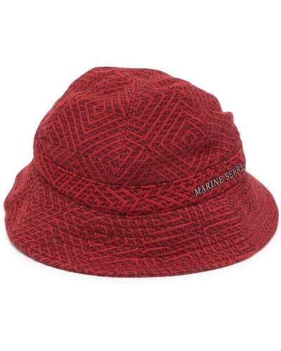 Marine Serre Logo-plaque Bucket Hat - Women's - Polyester/cotton/cupro - Red