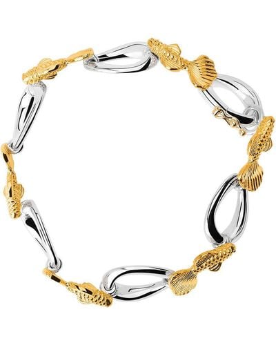 TANE MEXICO 1942 Sterling Silver And 23kt Gold Vermeil Fish Bracelet - Metallic