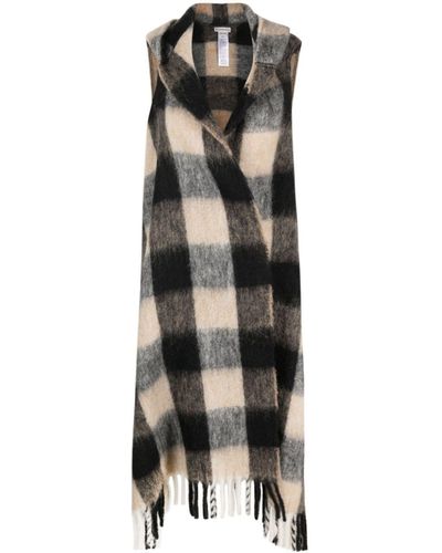 Woolrich Hooded Checked Cape Scarf - Black
