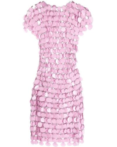 Rabanne Sequin Chain-disc Mini Dress - Pink