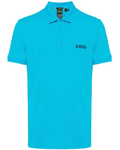BOSS Logo-appliqué short-sleeve polo shirt - Blau