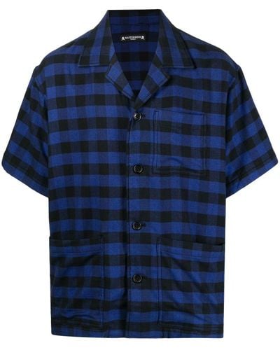 MASTERMIND WORLD Plaid-check Embroidered Shirt - Blue