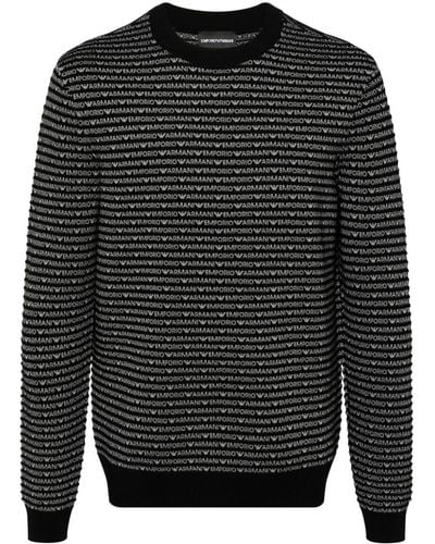 Emporio Armani Intarsia-knit-logo Jumper - Grey