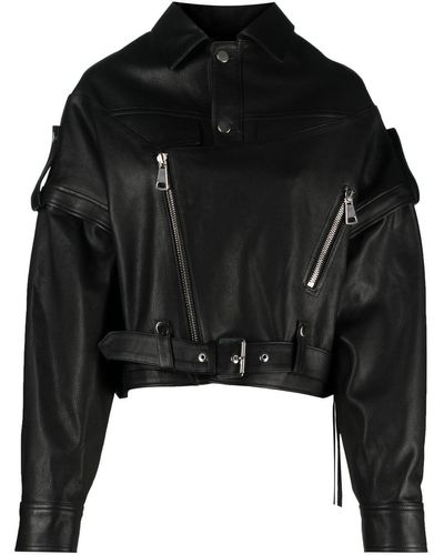 Manokhi Detachable-sleeves Biker Jacket - Black