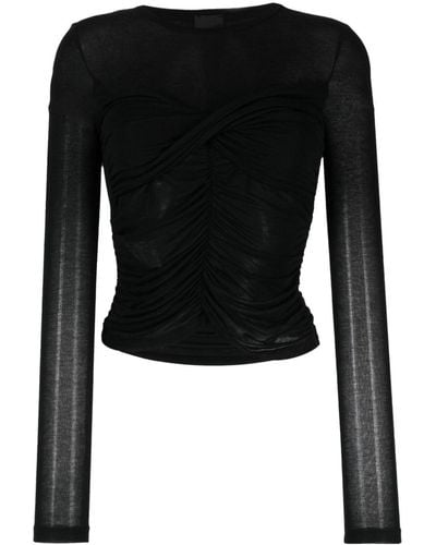 Pinko Semi-sheer Ruched Sweatshirt - Black