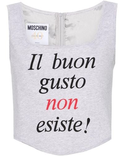 Moschino Corsage mit Slogan-Print - Weiß
