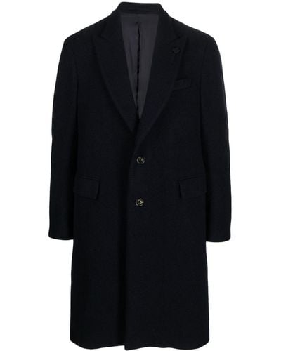 Lardini Single-breasted Wool Blend Coat - Black