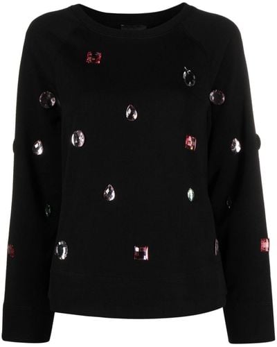 Emporio Armani Gem-embellishment Cotton Sweatshirt - Black