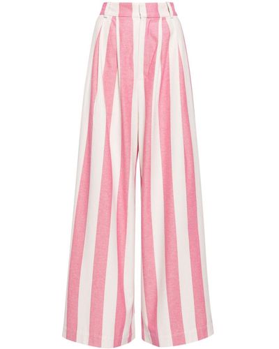 Mira Mikati Candy-stripe Cotton Palazzo Trousers - Pink