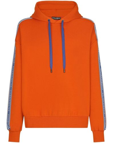 Dolce & Gabbana Cropped-Hoodie mit Logo-Streifen - Orange