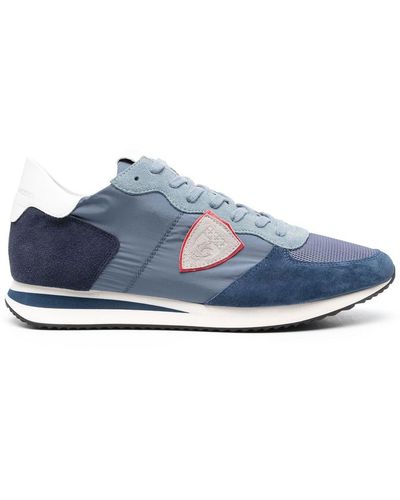 Philippe Model Panelled Crest-motif Trainers - Blue