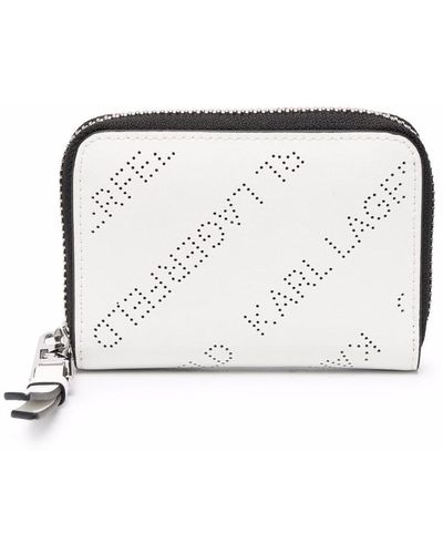 Karl Lagerfeld Punched-logo Leather Purse - White
