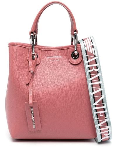 Emporio Armani Logo-Strap Faux-Leather Bag - Pink