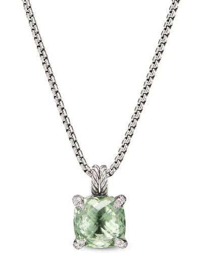 David Yurman Sterling Silver Chatelaine Prasiolite And Diamond Necklace - Green