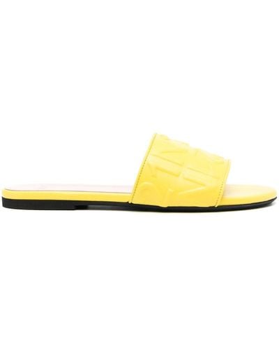 N°21 Logo-embossed Leather Slides - Yellow