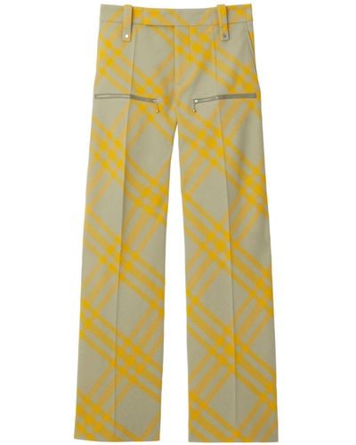Burberry Checked Straight-leg Trousers - Yellow