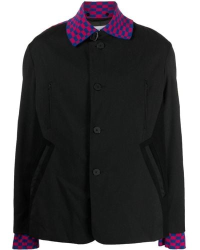 Kiko Kostadinov Check-pattern button-down shirt jacket - Noir