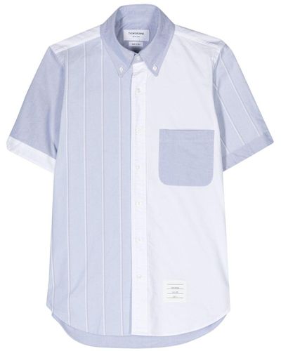 Thom Browne Colour-block Cotton Shirt - Blue