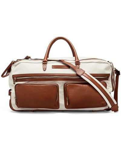 Brunello Cucinelli Leather-trim luggage Bag - Brown