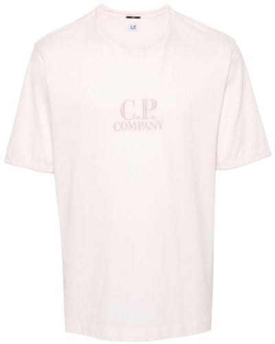 C.P. Company Pikee-T-Shirt mit Logo-Stickerei - Pink