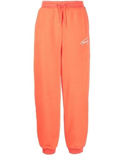 Tommy Hilfiger Pantalones de chándal con logo bordado - Naranja