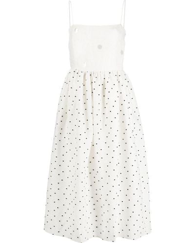 Stine Goya Polka Dot-print Midi Dress - White