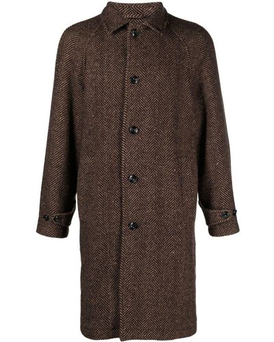 Altea Chevron-knit Virgin-wool Coat - Brown