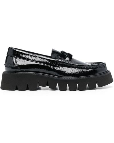 Pedro Garcia Penny-slot Leather Loafers - Black