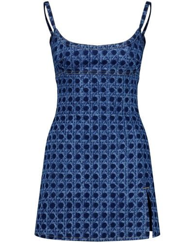 Giambattista Valli Vienna Straw-print Denim Dress - Blue