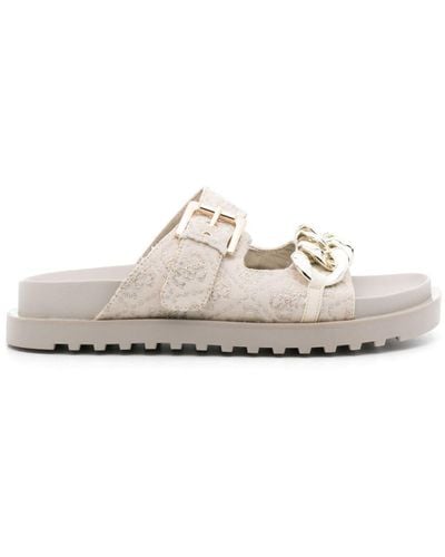 Guess USA Fadey Slippers Met Kettingdetail - Wit