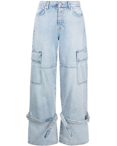 7 For All Mankind X Chiara Biasi Arctic Mid Waist Cargo Jeans - Blauw
