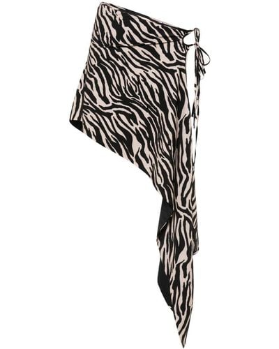 The Attico Zebra-print Beach Skirt - Black