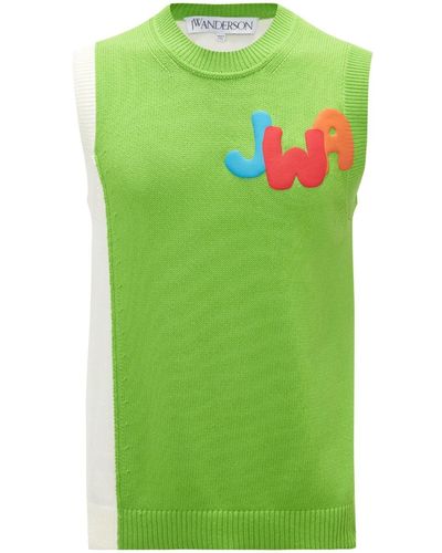 JW Anderson Jwa Two-tone Knitted Vest - Green