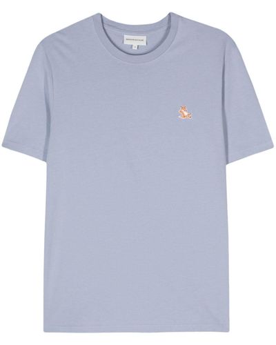 Maison Kitsuné T-Shirt mit Chillax Fox-Applikation - Blau