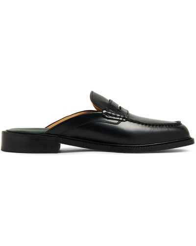 VINNY'S Yardee Slip-on Leather Loafers - Black