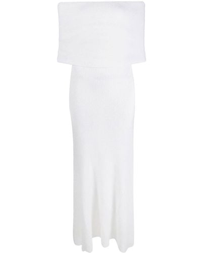 Philosophy Di Lorenzo Serafini Off-shoulder Knitted Maxi Dress - White