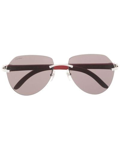 Cartier Tinted Pilot-frame Sunglasses - Metallic