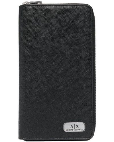 Armani Exchange Portefeuille en cuir à plaque logo - Noir