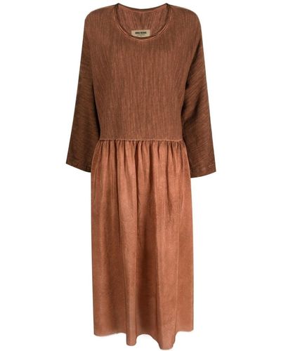 Uma Wang Kleid mit rundem Ausschnitt - Braun