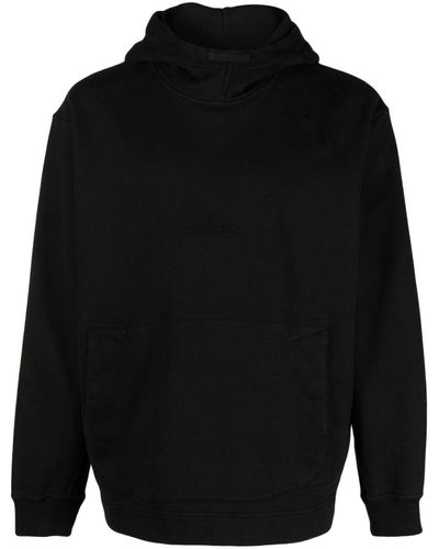 Stone Island Logo-embroidered Cotton Hoodie - Black