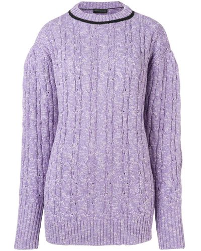 Cashmere In Love Cable Knit Sweater - Purple