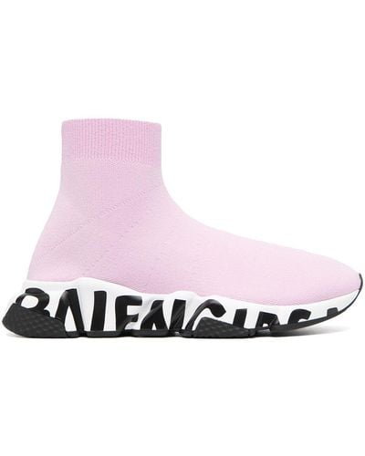 Balenciaga Speed Soksneakers Met Graffitiprint - Roze