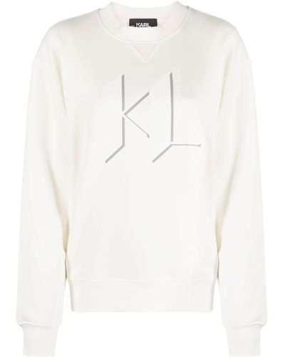 Karl Lagerfeld Logo-print Crew-neck Sweatshirt - White