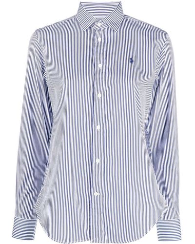 Polo Ralph Lauren Striped Cotton Normales Hemd - Bleu