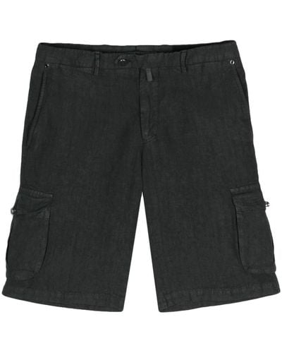Kiton Linen Chambray Cargo Shorts - Black
