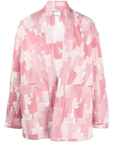 Marcelo Burlon Kimono-inspired Denim Jacket - Pink