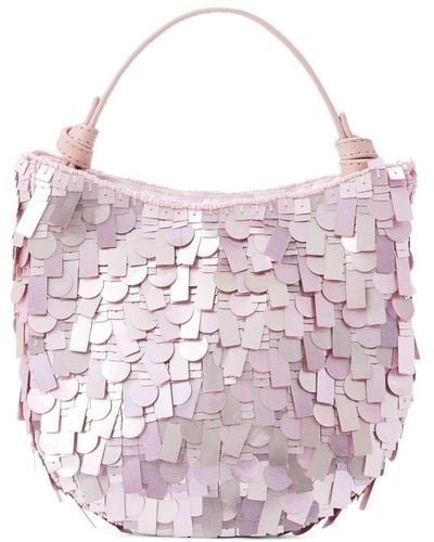STAUD Crescent Paillette-embellished Tote Bag - Pink