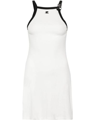 Courreges Halterneck-kleid mit kontrastierendem saum - Weiß