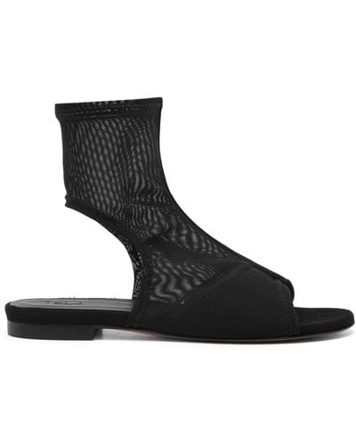 Tela Mesh-design Sandals - Black