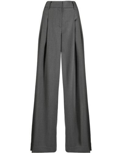 Twp Pleat-detail Wool Palazzo Trousers - Grey